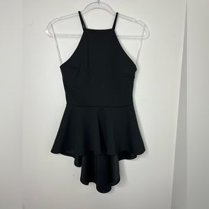 NWT - WINDSOR brand black peplum high-low top. Medium. High neck, dressy tank.